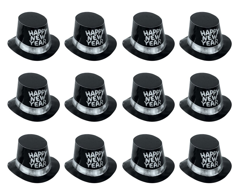 1821 S88618-C25AZ12 Hi-Hats with Glittered HNY 12 Piece, OSFM, Black/Silver